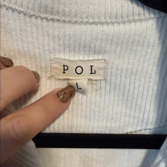 POL White Denim Corduroy Jacket Size Large Distressed hem - Picture 2 of 6